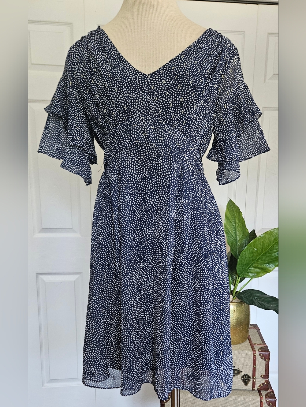 Betsey Johnson Navy Stardust Coquette Cottagecore Vintage Inpired Dress Size 6